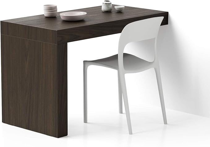 Mobili Fiver, Evolution Dining Table with One Leg 47.2 x 23.6 in, Dark Walnut, Made in Italy