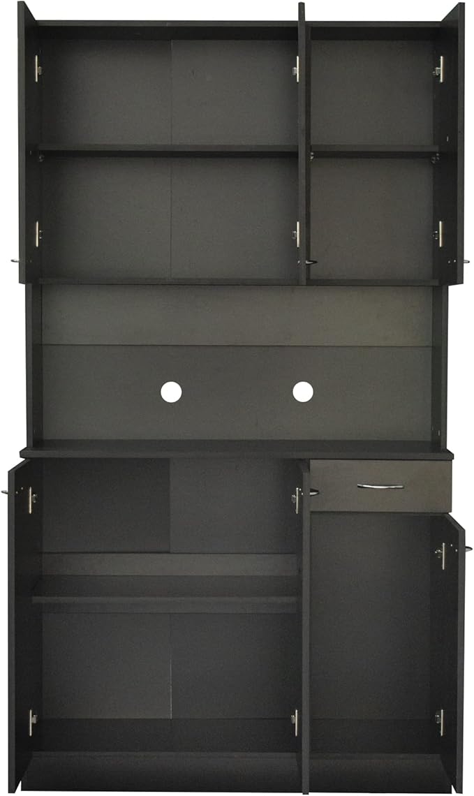 71" Tall Kitchen Pantry Cabinet,Sideboard Buffet Cabinet with 6 Doors and Shelves,Kitchen Island with Microwave Stand,Kitchen Hutch Storage Cabinet with 1 Drawer for Kitchen,Kitchen Cabinet (Black)