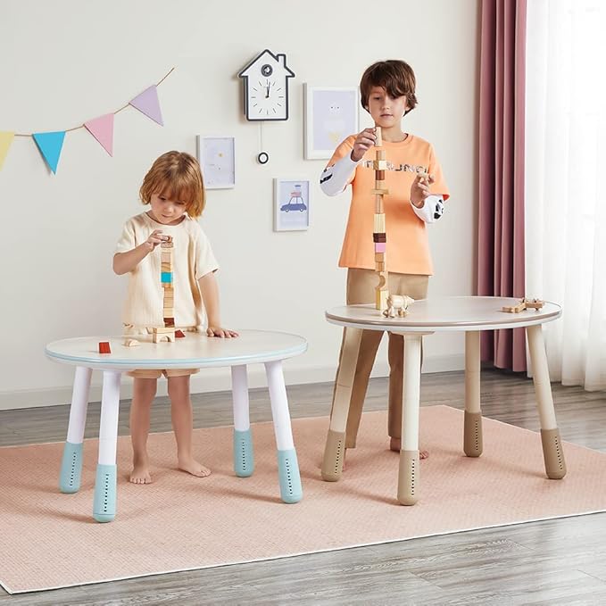 Children's Table, Height Adjustable Kids Play Table, Graffiti-Ready Kids Art Table. Suitable for Home & Kindergarten, Blue