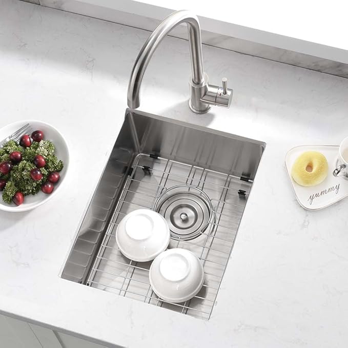 12 Inch Undermount Stainless Steel Bar Sink- Wesliv 12x16 Undermount Small Bar Kitchen Sinks 16 Gauge Stainless Steel Outdoor Rv Wet Sinks with Bottom Grid & Drain