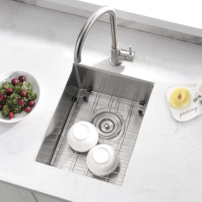 12 Inch Undermount Stainless Steel Bar Sink- Wesliv 12x16 Undermount Small Bar Kitchen Sinks 16 Gauge Stainless Steel Outdoor Rv Wet Sinks with Bottom Grid & Drain