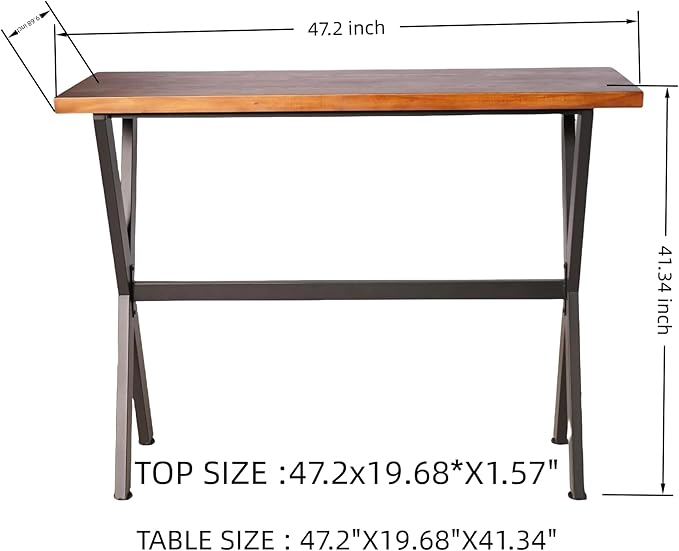 Diwhy Industrial Console Table, 41.3" High Bar Table for Kitchen, Living Room, Coffee Bar, Black Metal Frame, Dining Table, 47.2 × 19.7 inchs Wood Desktop