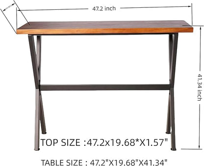 Diwhy Industrial Console Table, 41.3" High Bar Table for Kitchen, Living Room, Coffee Bar, Black Metal Frame, Dining Table, 47.2 × 19.7 inchs Wood Desktop