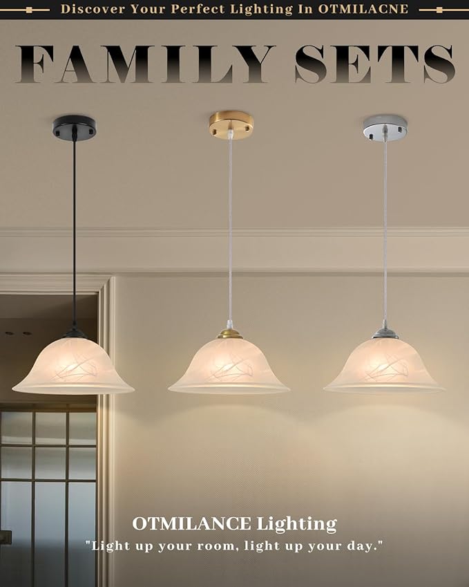 Glass Pendant Lights Kitchen Island, 11.8 Inch Frosted Glass Pendant Light, Gold Pendant Light 2-Pack, Kitchen Pendant Lights for Kitchen Island, Dining Room, Bar, Cafe