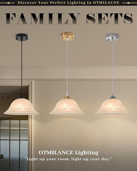 Glass Pendant Lights Kitchen Island, 11.8 Inch Frosted Glass Pendant Light, Gold Pendant Light 2-Pack, Kitchen Pendant Lights for Kitchen Island, Dining Room, Bar, Cafe