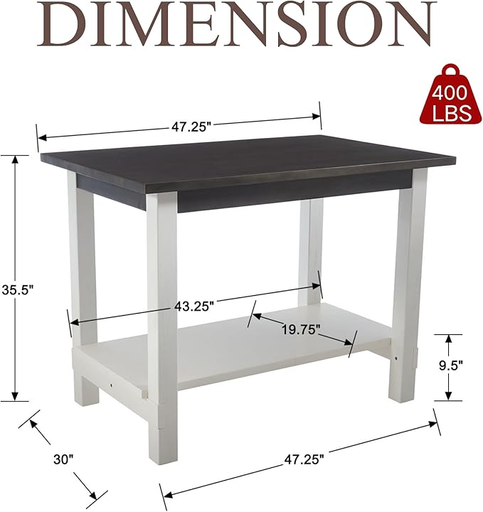 5-Piece Counter Height Dining Table Set for 4, Bar Height Table and 4 Bar Stools for Kitchen Island/Dining Room(Brown Table & White Barstools)
