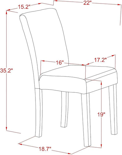 East West Furniture ABP1T61 Abbott Parson Dining Chairs - Baked Bean Faux Leather Upholstered Chairs, Set of 2, Black