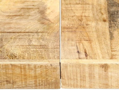 Industrial Solid Mango Wood Dining Table Brown 63 x 31.5 x 29.5 in Powder-Coated Steel Frame Modern Rectangle Kitchen & Dining Room Table for Small Space Seating 6