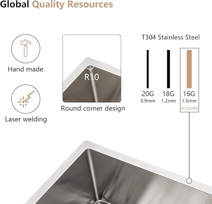 Dcolora 36" Extra Large Double Bowl Kitchen Sink Undermount 50/50 Split 16 Gauge 304 Stainless Steel Double Sinks, Round Corner 36"x19"x10" DC-U7740