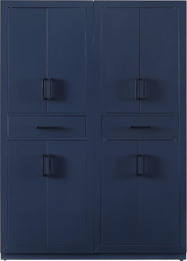 Crosley Furniture Isla 2-Piece Modern Kitchen Storage Pantry Cabinet Set with Shelves, Dining, Laundry Room, Navy