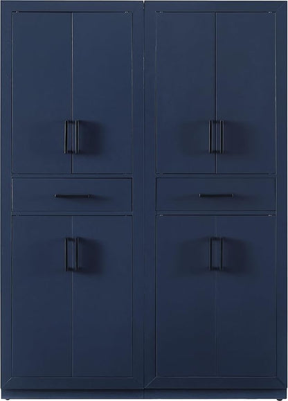 Crosley Furniture Isla 2-Piece Modern Kitchen Storage Pantry Cabinet Set with Shelves, Dining, Laundry Room, Navy