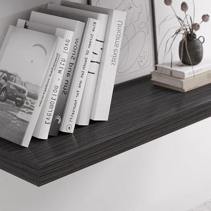 Floating Shelf, Set of 1 Wall Shelf, 36 in W x 12.75 in D x 2 in H Wooden Floating Wall Shelf with Invisible Brackets for Living Room/Bedroom/Bathroom/Kitchen Storage and Decor, Black Wood
