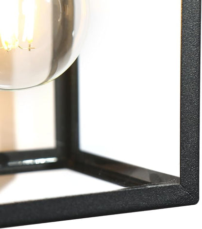 LALUZ Black Outdoor Wall Lights, Modern Farmhouse Rectangle Porch Lights Outdoor Wall with Clear Glass, Waterproof Anti-Rust Exterior Outside Sconce Lighting Light Fixtures for House Patio Garage