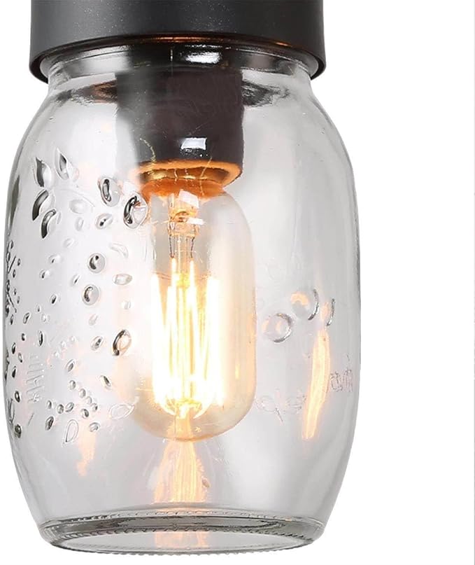 LOG BARN Farmhouse Chandeliers for Dining Room, 4-Light Rustic Mason Jar Chandelier Light Fixture, 30" L Faux Wood Kitchen Island Pendant Lighting