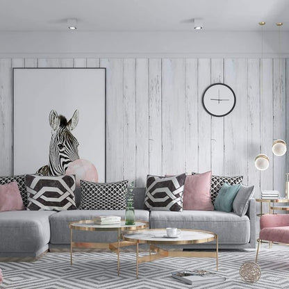 Abyssaly Peel and Stick Wallpaper 511.8"X 17.7" Thickened White Gray Wood Shiplap Contact Paper Self-Adhesive Removable Decorative Wall Covering Vintage Wood Plank Film for Home Decoration