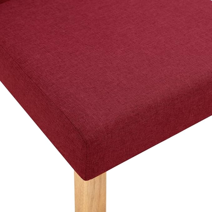 4-Piece Wine Red Fabric Dining Chairs Set with Solid Rubber Wood Frame, Soft Upholstered Seats for Kitchen Dining Room Farmhouse Furniture, Comfortable Modern Accent Chairs