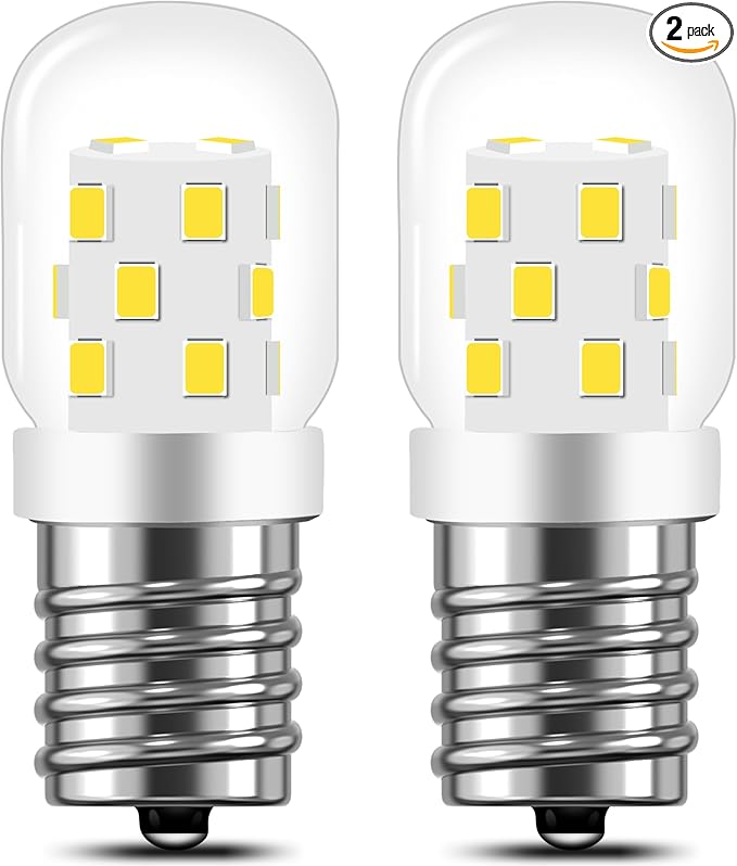 AMI PARTS E17 LED Light Bulb 3W 380LM 5000K Daylight White 8206232A Microwave Bulbs Under Hood Refrigerators Oven 2 Packs-Non-dimmable