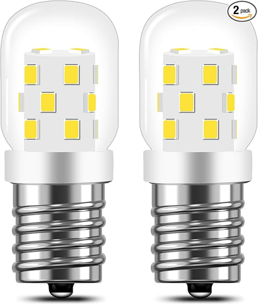 AMI PARTS E17 LED Light Bulb 3W 380LM 5000K Daylight White 8206232A Microwave Bulbs Under Hood Refrigerators Oven 2 Packs-Non-dimmable