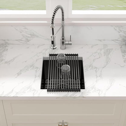 15 Undermount Black Bar Sink - Sarlai 15 x 17 inch Undermount Wet Bar Prep Sink Stainless Steel 16 Gauge Gunmetal Black Single Bowl RV Camper Prep Kitchen Sink