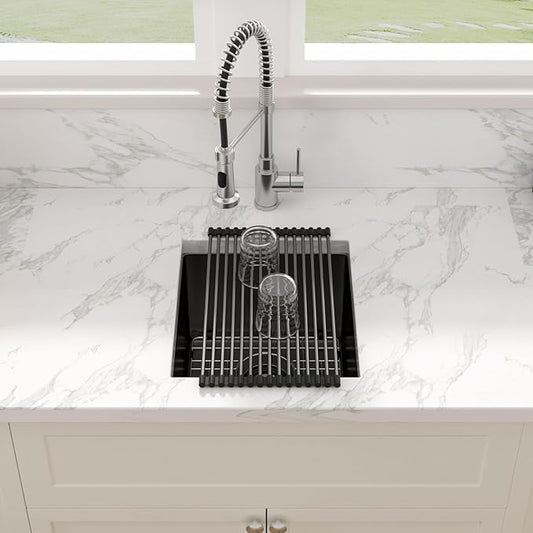 15 Undermount Black Bar Sink - Sarlai 15 x 17 inch Undermount Wet Bar Prep Sink Stainless Steel 16 Gauge Gunmetal Black Single Bowl RV Camper Prep Kitchen Sink