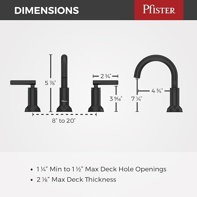 Pfister Capistrano Bathroom Sink Faucet, 8-Inch Widespread, 2-Handle, 3-Hole, NSF Certified, Spot Defense Matte Black Finish, LF049CSOSDB (Pack of 3)