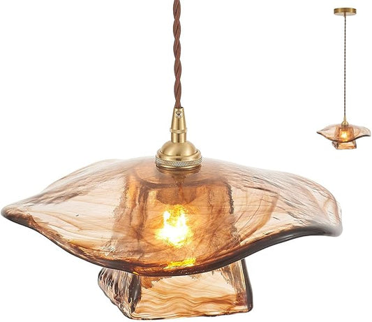 YLONG-ZS Pendant Lights Kitchen Island,Glass Hanging Pendant Light Brass,Vintage Gold Farmhouse Kitchen Hanging Lights for Island Dining Room Bedroom Living Room Hotel