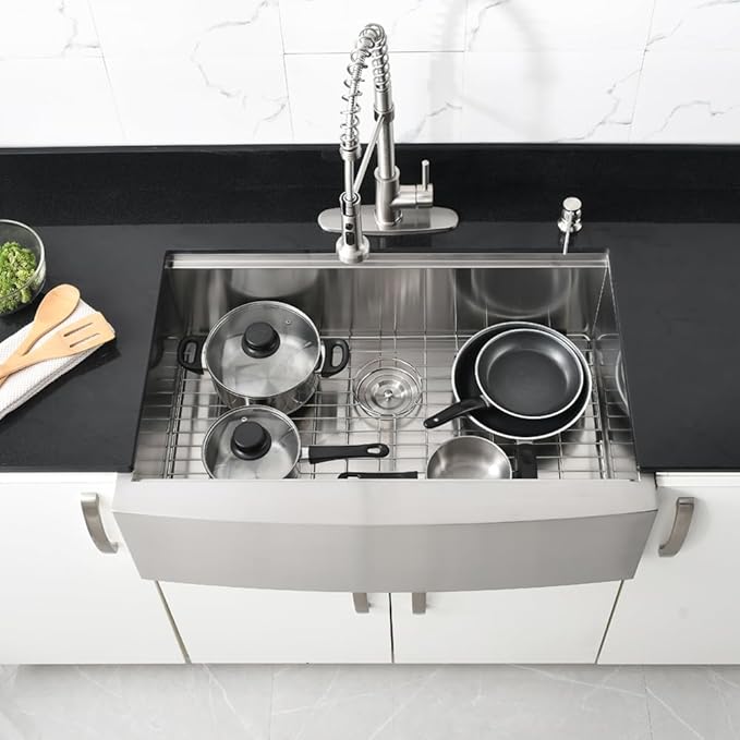 33 Inch Stainless Steel Farmhouse Sink Workstation-Bokaiya 33x22 Apron Front Farm Sink 16 Gauge Single Bowl Farmhouse Kitchen Sink with Cutting Board