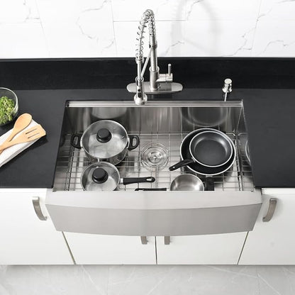 33 Inch Stainless Steel Farmhouse Sink Workstation-Bokaiya 33x22 Apron Front Farm Sink 16 Gauge Single Bowl Farmhouse Kitchen Sink with Cutting Board
