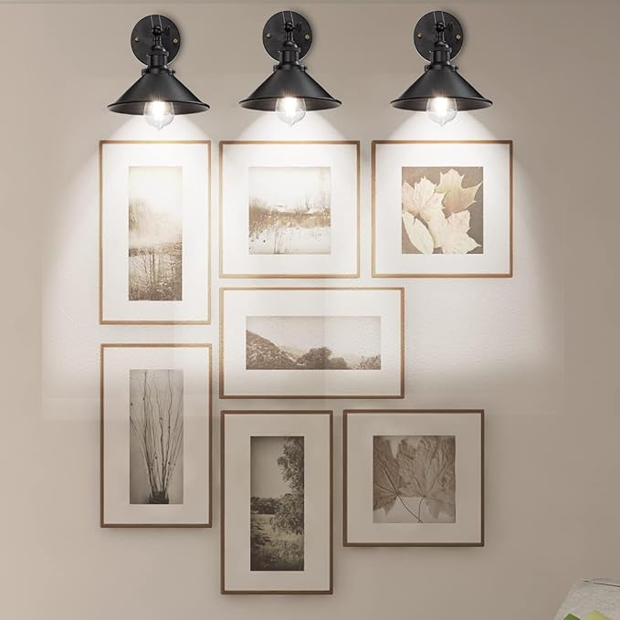 Licperron Black Wall Sconce, Industrial Vintage Wall Sconces Lighting for Bedroom Kitchen Bathroom, 240 Degree Adjustable Rustic Antique Gooseneck Wall Lamp, 4 Pack