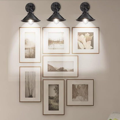 Licperron Black Wall Sconce, Industrial Vintage Wall Sconces Lighting for Bedroom Kitchen Bathroom, 240 Degree Adjustable Rustic Antique Gooseneck Wall Lamp, 4 Pack