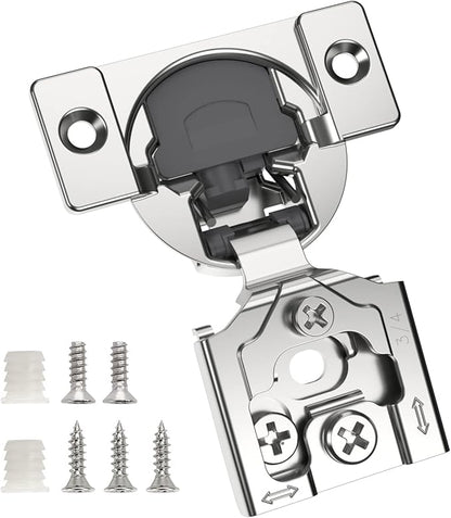 Chibery 60 Pack 3/4" Overlay 3D Soft Close Concealed Hinge for Face Frame Door, Smooth Slow Self Closing Hinges, Satin Nickel, Hidden 105° Open Angle Stainless Steel Hinge for Kitchen Cabinet Door