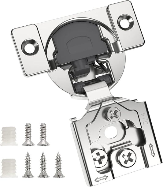 Chibery 60 Pack 3/4" Overlay 3D Soft Close Concealed Hinge for Face Frame Door, Smooth Slow Self Closing Hinges, Satin Nickel, Hidden 105° Open Angle Stainless Steel Hinge for Kitchen Cabinet Door