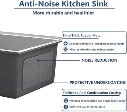 ARTLINE Stainless Steel Kitchen Sink, Drop In Single Bowl Sink, Topmount Workstation Sink with Sliding Accessories, Farmhouse Workstation sink with Multiple Accessories (23.6 x 17.7in)