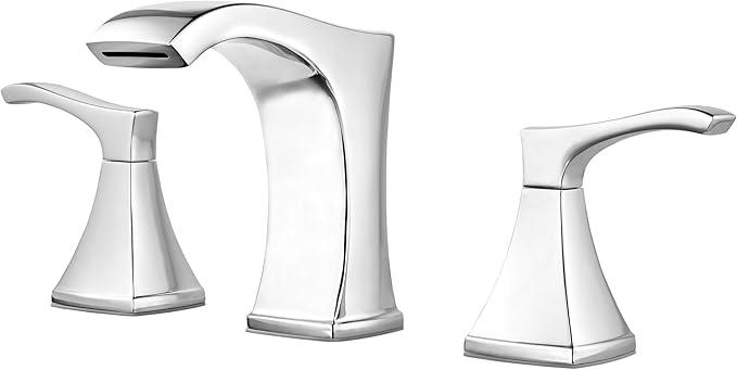 Pfister Venturi 8 in Widespread Bathroom Sink Faucet 3 Hole 2 Handle Polished Chrome Finish with Push & Seal Drain TiteSeal Mounting WaterSense Certified LF049VNCC