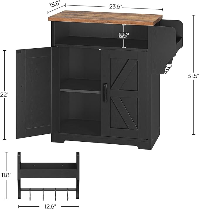 YATINEY Coffee Bar Cabinet, Kitchen Island with Storage, Bakers Rack with Storage, 5-Tier Coffee Bar Station with Drawer, KF22BR-KF60BRY1