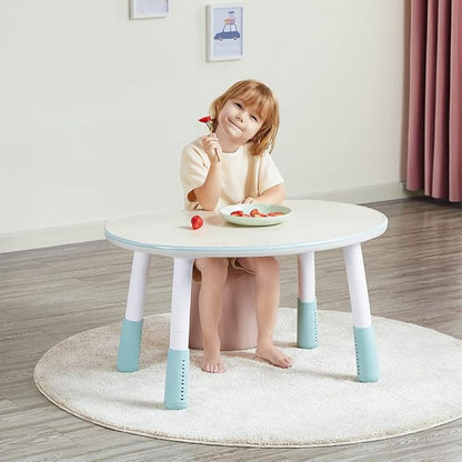Children's Table, Height Adjustable Kids Play Table, Graffiti-Ready Kids Art Table. Suitable for Home & Kindergarten, Blue