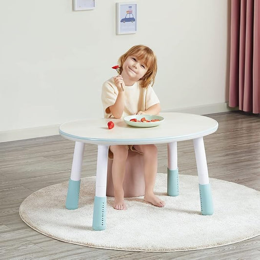 Children's Table, Height Adjustable Kids Play Table, Graffiti-Ready Kids Art Table. Suitable for Home & Kindergarten, Blue