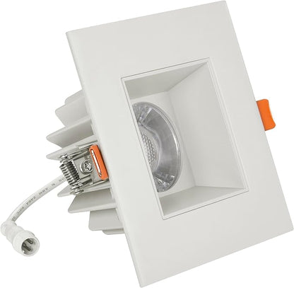 Maxxima 4 in. Ultra-Thin Recessed Anti-Glare LED Downlight, Canless IC Rated, 5 Color Temperature Selectable 2700K/3000K/3500K/4000K/5000K, Dimmable Square Stone Gray Trim, 90 CRI