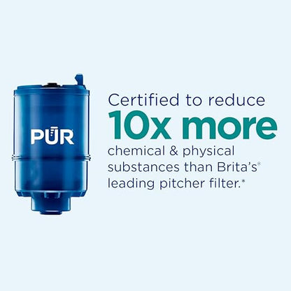 PUR Plus Horizontal Faucet Mount Filtration System with 3-in-1 Lead Reducing Filter, Water Filter for Sink, Lasts 100 Gallons, Compatible with Sinks with External Aerators, Metallic Grey
