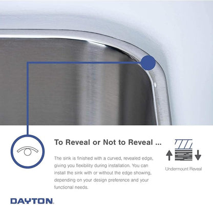 Dayton DCFU3119R Offset 60/40 Double Bowl Undermount Stainless Steel Sink, Soft Satin