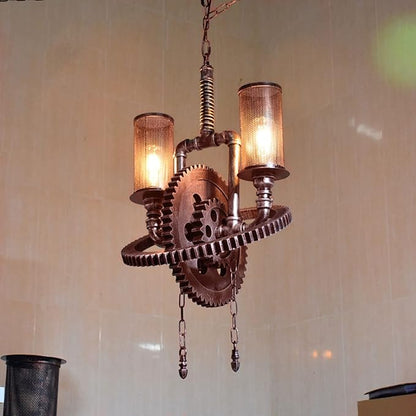 YIYIBYUS Vintage Hanging Ceiling Lamp Chandelier Industrial Pendant Light Fixture Steampunk Gear Ceiling Light for Kitchen Dining Room Living Room