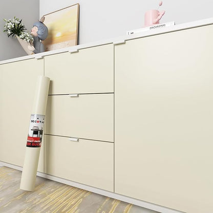 Decotalk 24x200 Inch Peel and Stick Wallpaper Beige - Wall Paper Beige Contact Paper for Cabinets SolidBeige Contact Papers Solid Color Wallpaper Removable Cream Cabinet Vinyl Wrap