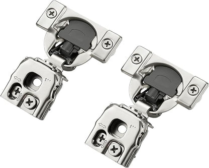 2 Pack 1 Pair 1 inch Overlay Soft Close Hinges for Kitchen Cabinet Hinges Satin Nickel Hidden Hinges Stainless Steel Concealed Hinge self Closing