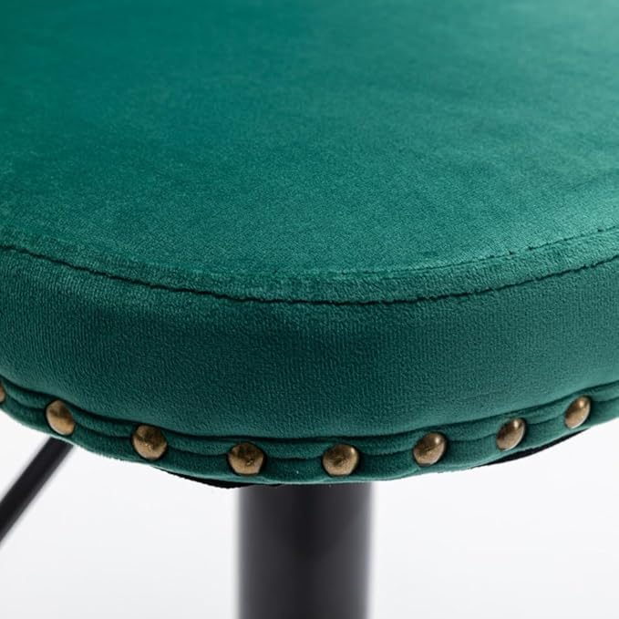 17.7 inch Base, Modern Upholstered Bar Stools with Backs Comfortable Tufted for Home Pub and Kitchen Island,Gray,Set of 2 (Green + Velvet + Foam-1)
