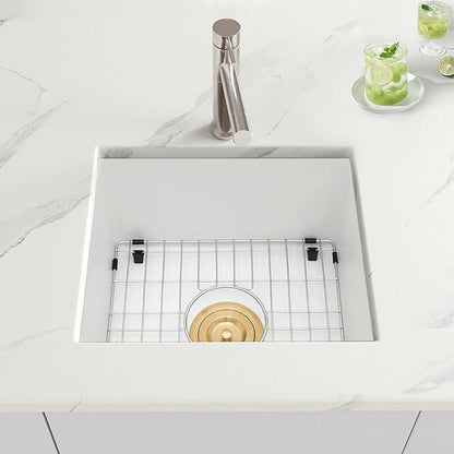 White Bar Sink Undermount,16 X 18 inch Small Composite Bar Sink,Granite Kitchen & Bar Sinks (White, 16" X 18")