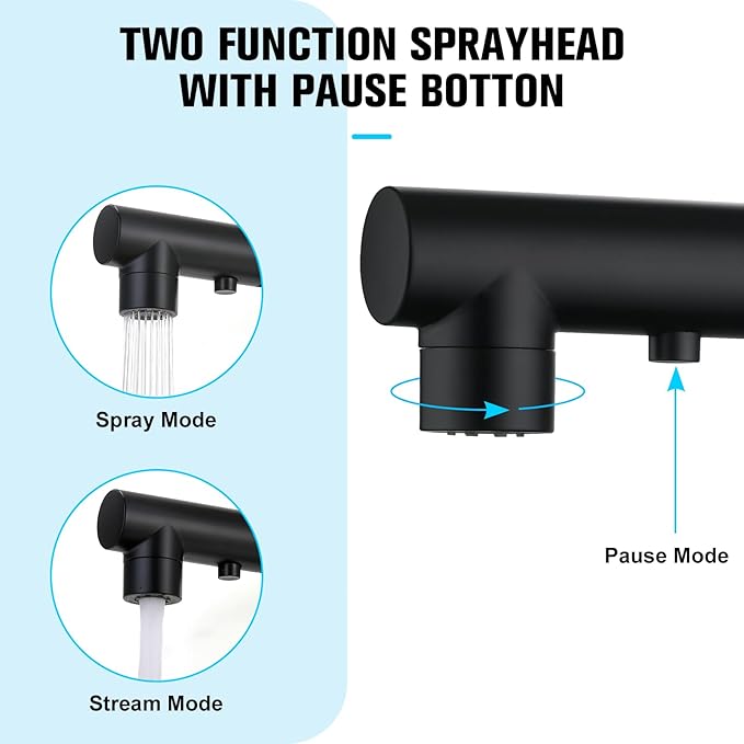 CREA Black Kitchen Faucet with Pull Down Sprayer,Bathroom Sink Faucet, Mini Bar Prep Faucet,Single Handle,3 or 1 Hole,Utility Faucet,Outdoor Tap