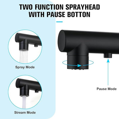 CREA Black Kitchen Faucet with Pull Down Sprayer,Bathroom Sink Faucet, Mini Bar Prep Faucet,Single Handle,3 or 1 Hole,Utility Faucet,Outdoor Tap