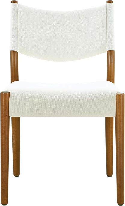 KISLOT Upholstered Dining Chairs Set of 2, Solid Wood Armless Kitchen Chairs with Soft Polyester Fabric, 18.9" Seat Height, Modern Dining Room Seating, 300 lbs Capacity, Linen