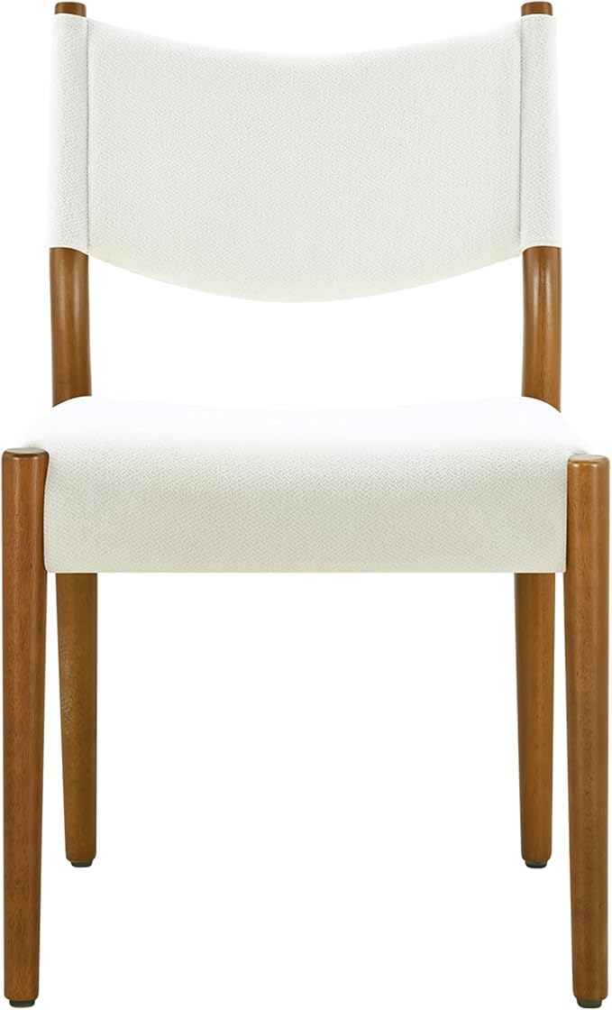 KISLOT Upholstered Dining Chairs Set of 6, Solid Wood Armless Kitchen Chairs with Soft Polyester Fabric, 18.9" Seat Height, Modern Dining Room Seating, 300 lbs Capacity, Linen