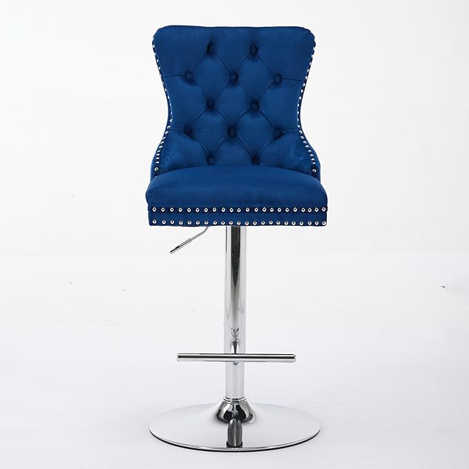 Modern Dining Chair Mid-Century Kitchen Table and Chairs with Sturdy Stable Base, Easy Assembly Luxury Furniture for Dining Room, Home Pub and Kitchen Island,Blue-Foam-setof2